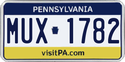 PA license plate MUX1782