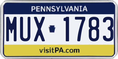 PA license plate MUX1783