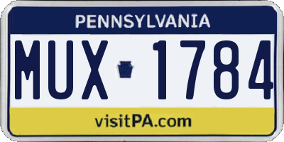 PA license plate MUX1784