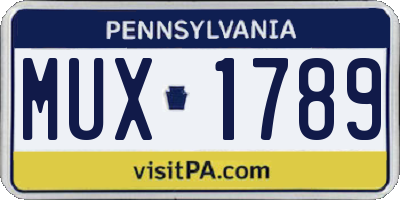 PA license plate MUX1789