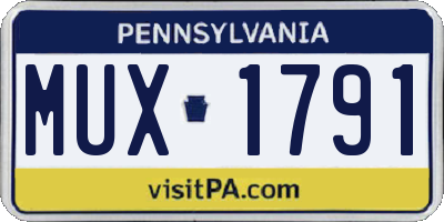 PA license plate MUX1791