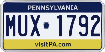 PA license plate MUX1792