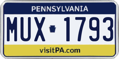 PA license plate MUX1793