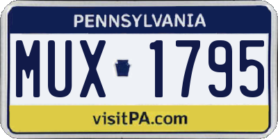 PA license plate MUX1795