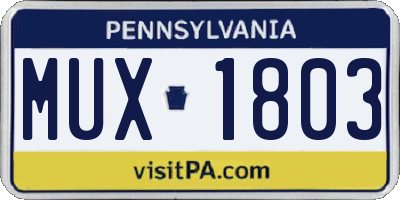 PA license plate MUX1803