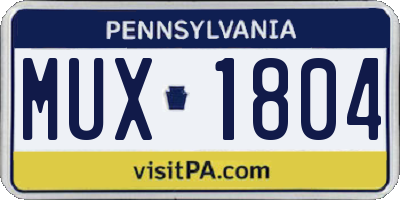 PA license plate MUX1804