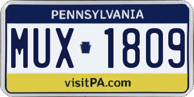 PA license plate MUX1809