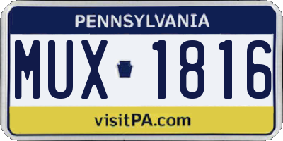 PA license plate MUX1816
