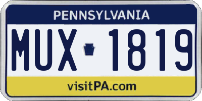 PA license plate MUX1819