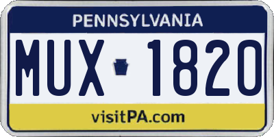 PA license plate MUX1820
