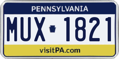 PA license plate MUX1821