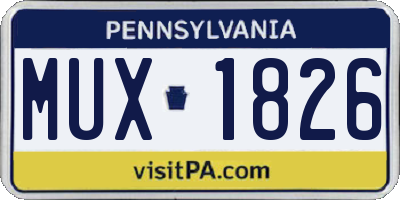 PA license plate MUX1826