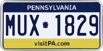 PA license plate MUX1829