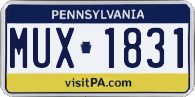 PA license plate MUX1831