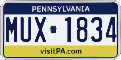 PA license plate MUX1834