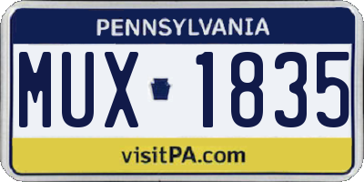 PA license plate MUX1835