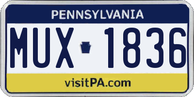 PA license plate MUX1836