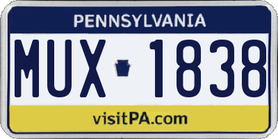 PA license plate MUX1838