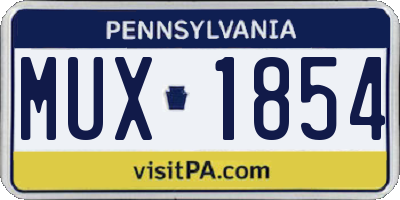 PA license plate MUX1854