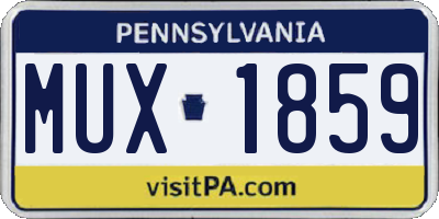 PA license plate MUX1859
