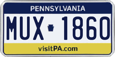 PA license plate MUX1860