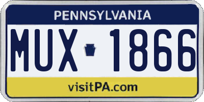 PA license plate MUX1866