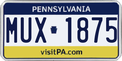 PA license plate MUX1875
