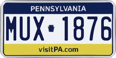 PA license plate MUX1876