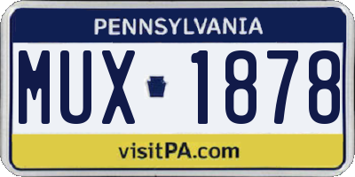 PA license plate MUX1878
