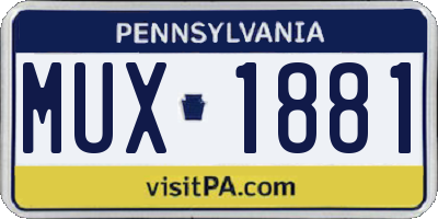 PA license plate MUX1881