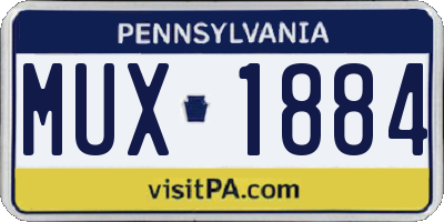 PA license plate MUX1884