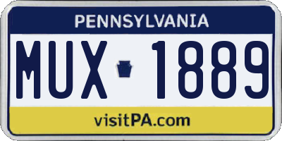 PA license plate MUX1889