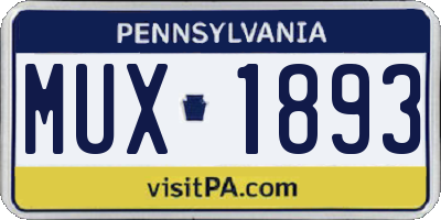 PA license plate MUX1893