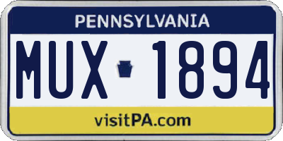 PA license plate MUX1894
