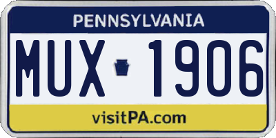 PA license plate MUX1906