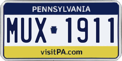 PA license plate MUX1911