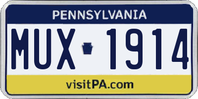 PA license plate MUX1914