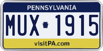 PA license plate MUX1915