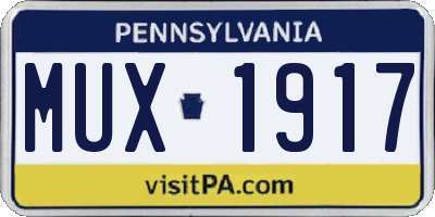 PA license plate MUX1917