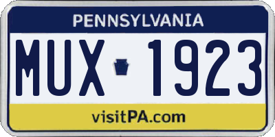 PA license plate MUX1923