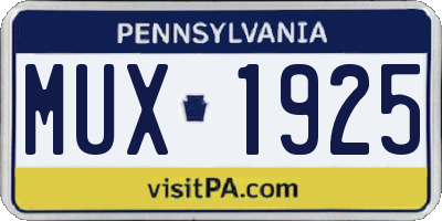 PA license plate MUX1925