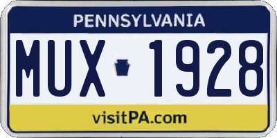 PA license plate MUX1928