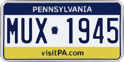 PA license plate MUX1945