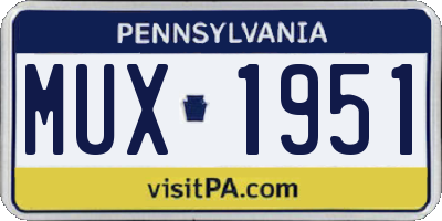 PA license plate MUX1951
