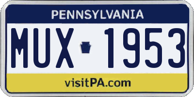 PA license plate MUX1953