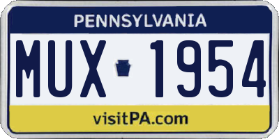 PA license plate MUX1954