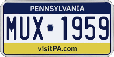 PA license plate MUX1959