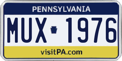 PA license plate MUX1976