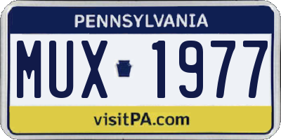 PA license plate MUX1977