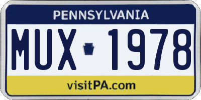PA license plate MUX1978